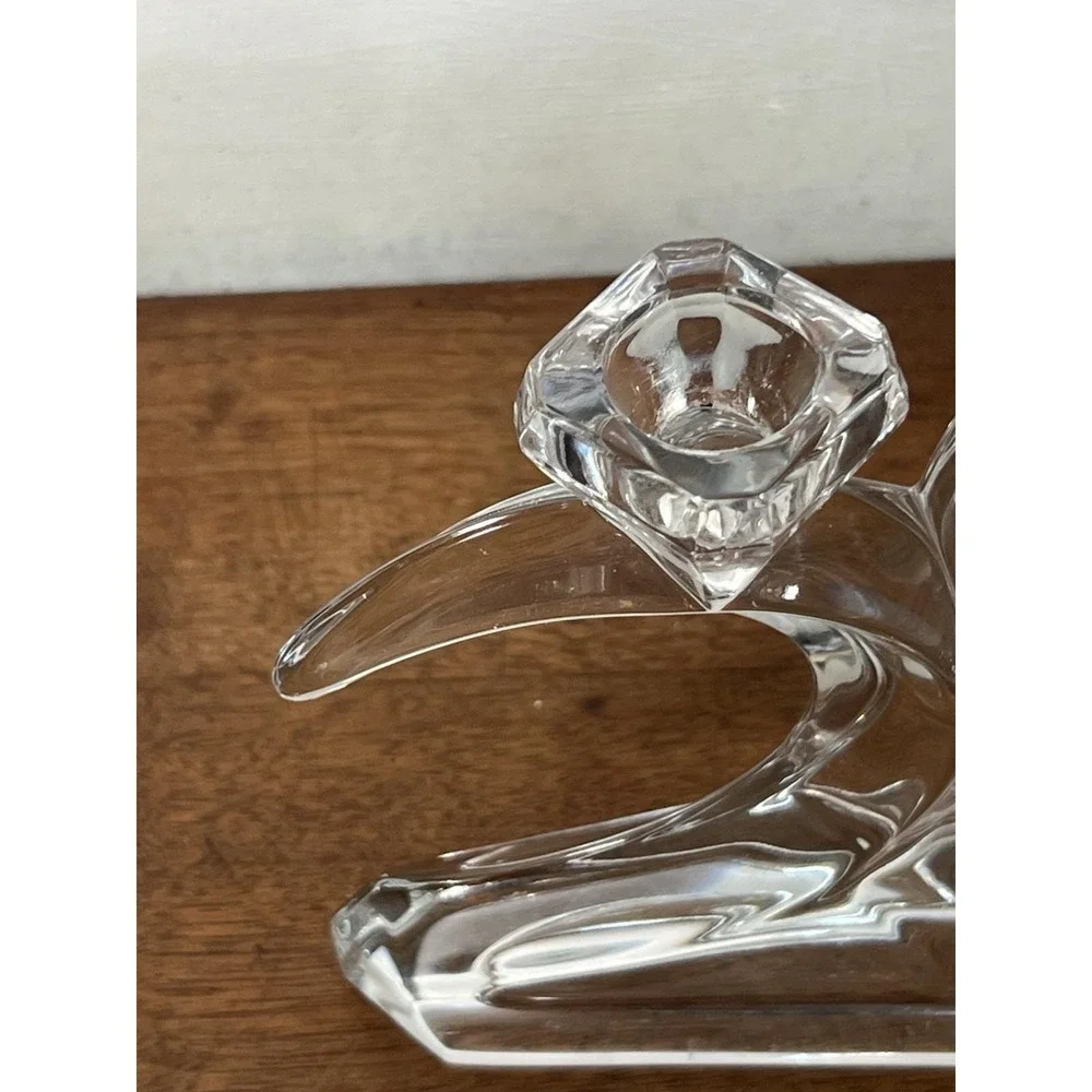 Vtg Candlestick Holder Crystal Glass Witchy Celestial Moon Goth Decor Core Mcm